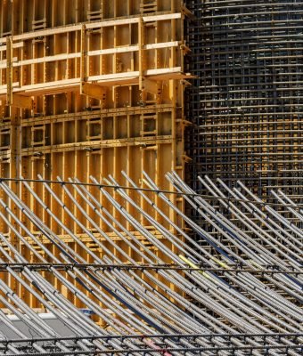Construction form and rebar