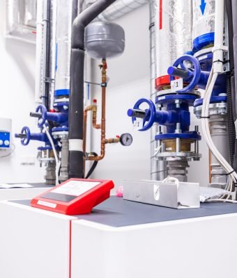 Heat pump room in modern commercial building